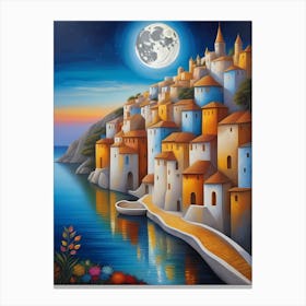 Moonlight Over A Village Canvas Print