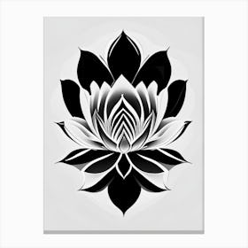 Lotus Flower Pattern Black And White Geometric 3 Canvas Print
