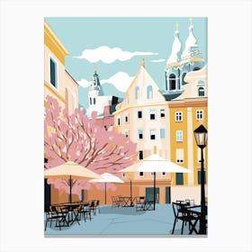 Helsinki, Finland, Flat Pastels Tones Illustration 3 Canvas Print