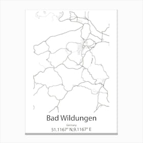 Bad Wildungen,Germany Minimalist Map Canvas Print