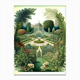 Gardens Of The Palace Of Versailles 1, France Vintage Botanical Canvas Print