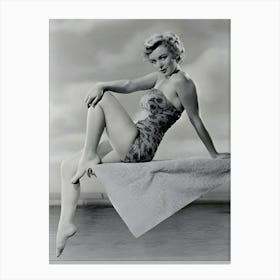 Marilyn Monroe Poses On A Diving Board Above A Swimming Pool Canvas Print