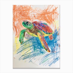 Rainbow Sea Turtle Crayon Scribble Canvas Print