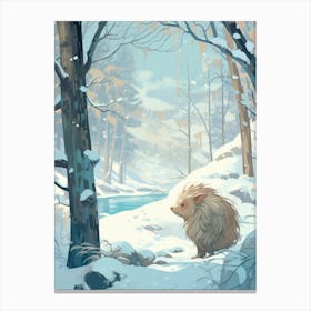 Winter Porcupine 1 Illustration Canvas Print