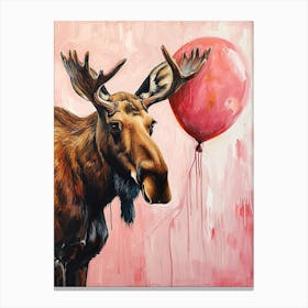 Cute Moose 3 With Balloon Canvas Print