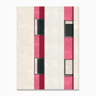 Pink Apartment Block Art Canvas Print