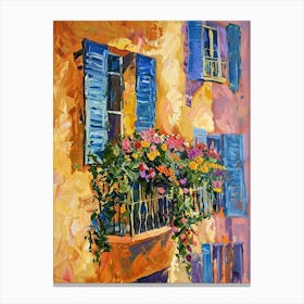 Balcony Painting In Cannes 4 Canvas Print