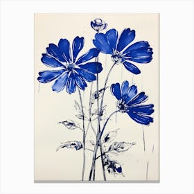 Blue Botanical Daisy 1 Canvas Print