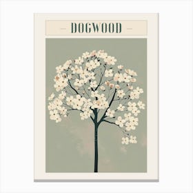 Dogwood Tree Minimal Japandi Illustration 4 Poster Canvas Print