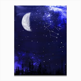 Moon And Stars - Starry Night and Moon #7 Canvas Print