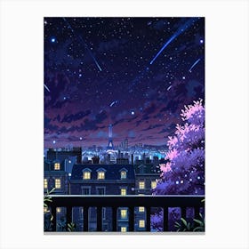 Paris Night Sky Anime aesthetic 1 Canvas Print