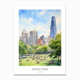 Grant Park 6 Chicago Watercolour Travel Poster Canvas Print