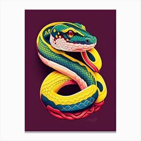 Jamaican Boa Snake Tattoo Style Canvas Print