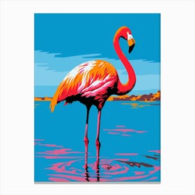 Andy Warhol Style Bird Greater Flamingo 1 Canvas Print
