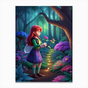 3d Animation Style A Beautiful 27yearold Woman Is Gardening In 0 Canvas Print