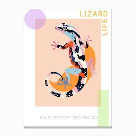 Blue African Fat Tailed Gecko Abstract Modern Illustration 4 Poster Canvas Print