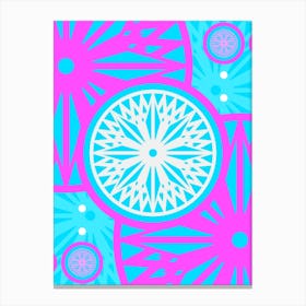 Geometric Glyph in White and Bubblegum Pink and Candy Blue n.0042 Canvas Print