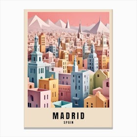Madrid City Travel Poster Spain Low Poly (30) Canvas Print