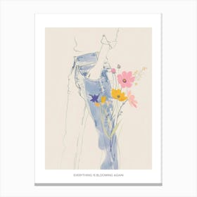 Everything Is Blooming Again Poster Jean Line Art Flowers 4 Canvas Print