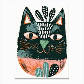 Cat With Cactus 2 Canvas Print