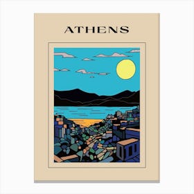 Minimal Design Style Of Athens, Greece 1 Poster Canvas Print