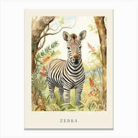 Beatrix Potter Inspired  Animal Watercolour Zebra 3 Canvas Print