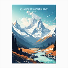 Poster Of Chamonix Mont Blanc   France, Ski Resort Illustration 3 Canvas Print