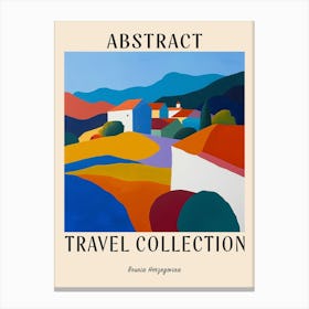 Abstract Travel Collection Poster Bosnia Herzegovina 6 Canvas Print