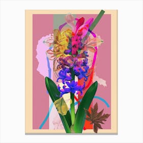 Hyacinth 3 Neon Flower Collage Canvas Print