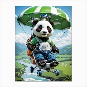 Explorer Panda Flying His New Hang Glider Canvas Print