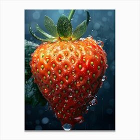 Strawberry With Water Droplets Canvas Print