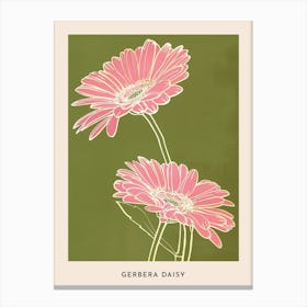 Pink & Green Gerbera Daisy 2 Flower Poster Canvas Print