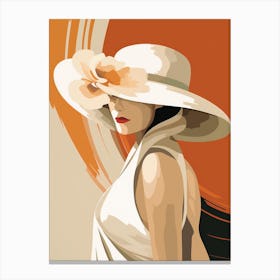 Woman In White Hat 1 Canvas Print