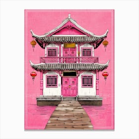 Pink Chinese House Canvas Print