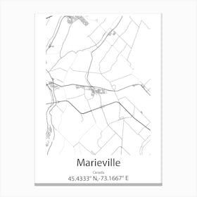 Marieville,Canada Minimalist Map Canvas Print