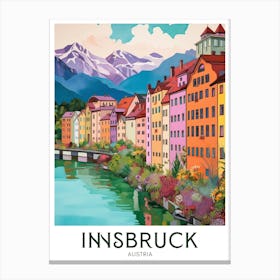 Innsbruck, Austria Maximalist Travel Poster Vibrant Colour  Canvas Print