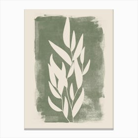 Sage Green Botanical, Boho Farmhouse Minimalist Olive Branch, Leaves 1 Canvas Print