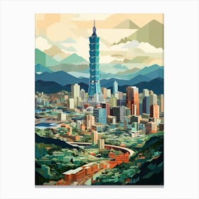 Taipei,Taiwan, Geometric Illustration 3 Canvas Print