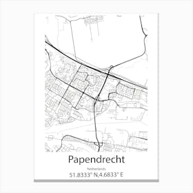 Papendrecht,Netherlands Minimalist Map Canvas Print