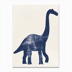 Navy Blue Dinosaur Silhouette Canvas Print