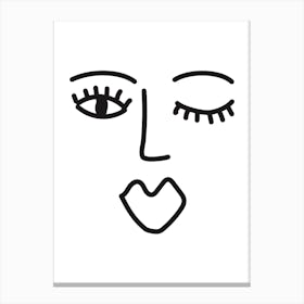 Abstract Face Two Canvas Line Art Print