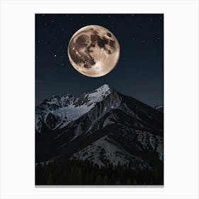 Full Moon Over Mountains Canvas Print