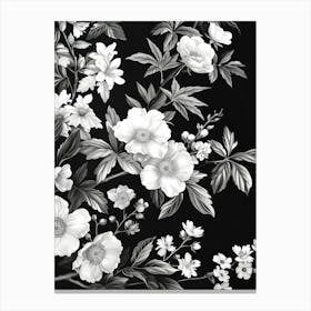 Great Japan Hokusai Black And White Flowers 10 Canvas Print
