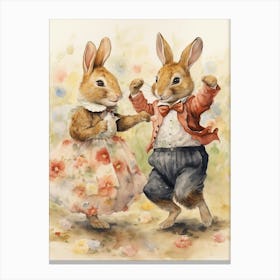 Bunny Dancing Rabbit Prints Watercolour 4 Canvas Print