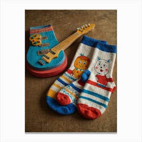 Default Draw Me Funny A Pair Of Socks Rocking Out With Electri 2 Canvas Print