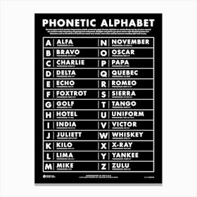 Phonetic Alphabet 1 Canvas Print