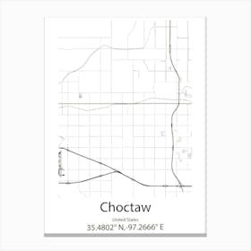 Choctaw,United States Minimalist Map 1 Canvas Print