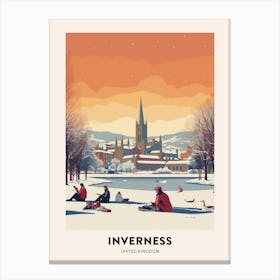 Vintage Winter Travel Poster Inverness United Kingdom 2 Canvas Print