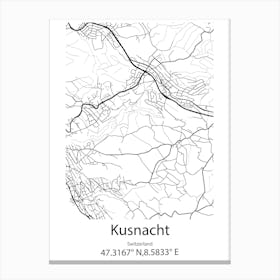 Kusnacht,Switzerland Minimalist Map Canvas Print