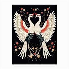 Crane Tsuru Japanese Style Illustration 11 Canvas Print